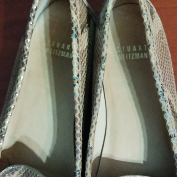 Stuart Weitzman python print 7.5 holographic overlay tan & brown flats - Picture 7 of 17